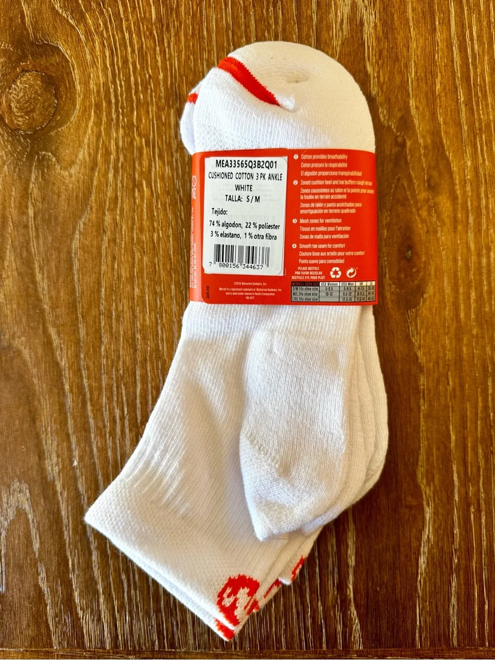 NIP 1 package of 3 pair Merrell cushioned ankle socks